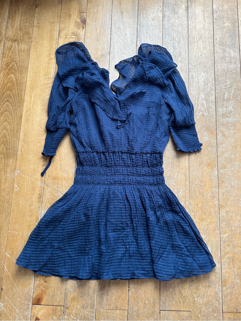 Tularosa Navy Blue Ruffled Mini Dress - Picture 3 of 7